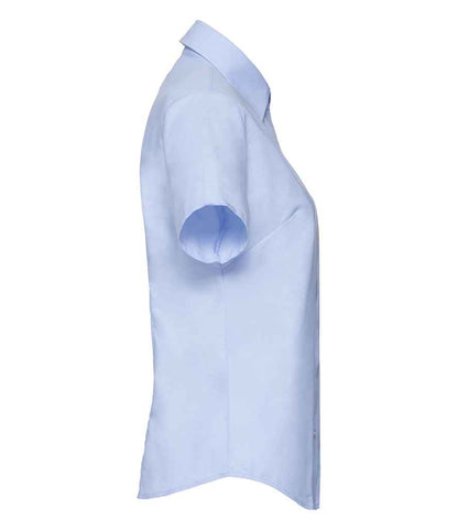 Russell Russell Athletic Collection Ladies Short Sleeve Easy Care Oxford Shirt Oxford Blue