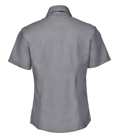 Russell Russell Athletic Collection Ladies Short Sleeve Easy Care Oxford Shirt Silver