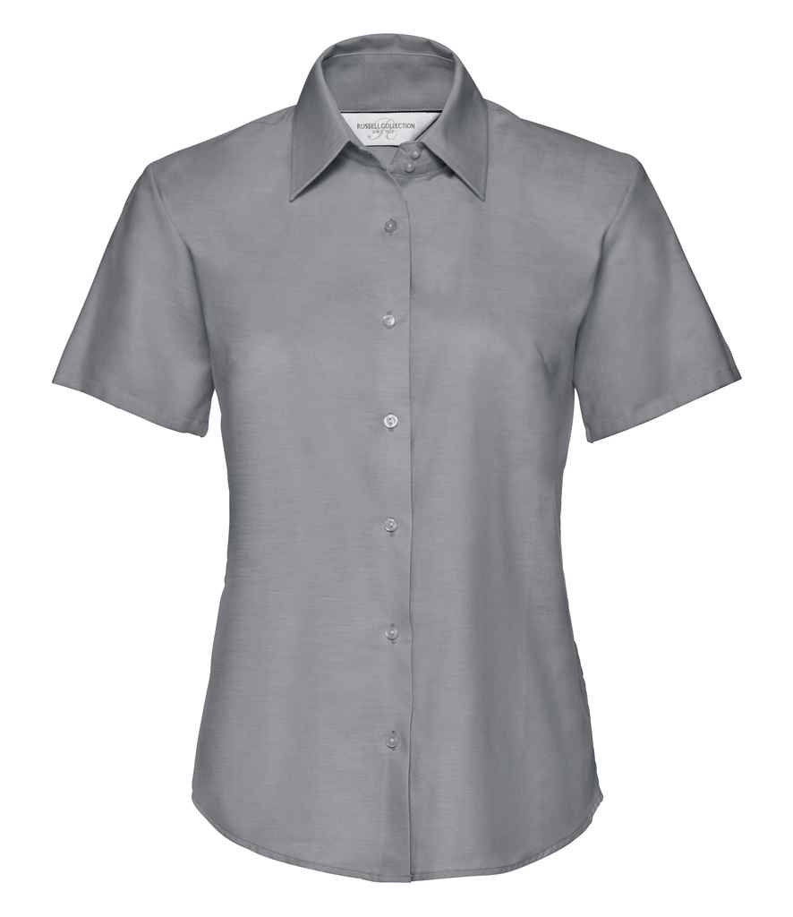 Russell Russell Athletic Collection Ladies Short Sleeve Easy Care Oxford Shirt Silver