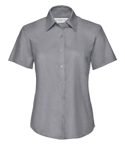 Russell Russell Athletic Collection Ladies Short Sleeve Easy Care Oxford Shirt Silver