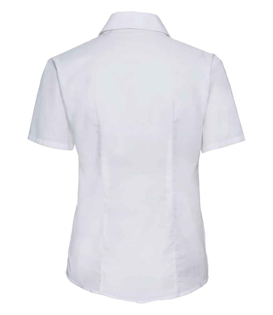 Russell Russell Athletic Collection Ladies Short Sleeve Easy Care Oxford Shirt White