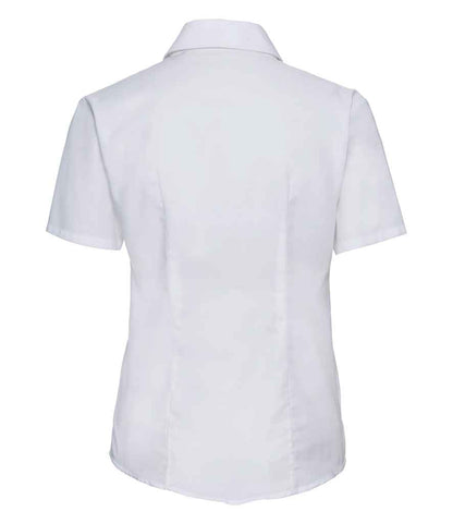 Russell Russell Athletic Collection Ladies Short Sleeve Easy Care Oxford Shirt White