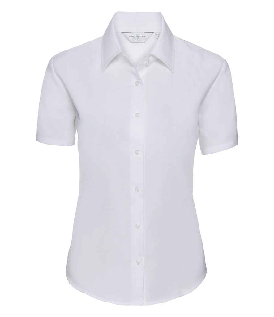 Russell Russell Athletic Collection Ladies Short Sleeve Easy Care Oxford Shirt White