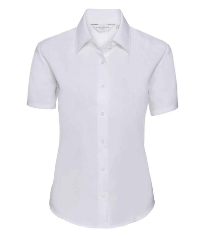 Russell Russell Athletic Collection Ladies Short Sleeve Easy Care Oxford Shirt White