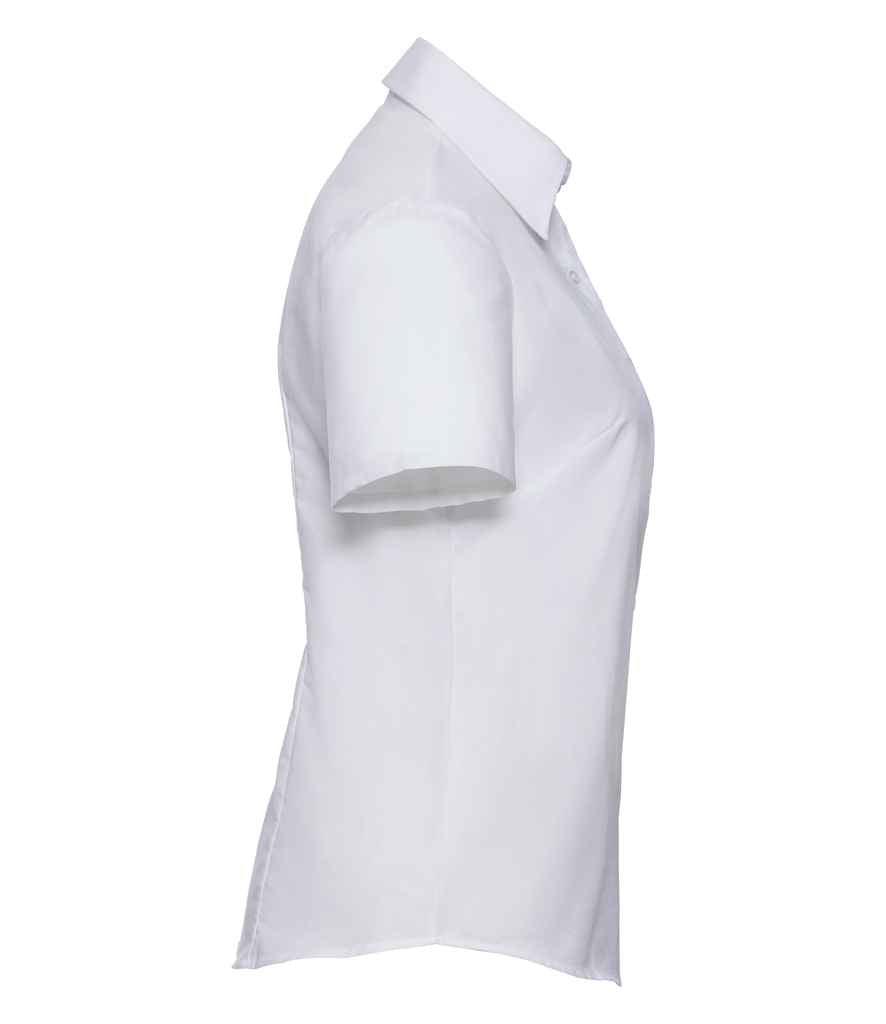 Russell Russell Athletic Collection Ladies Short Sleeve Easy Care Oxford Shirt White