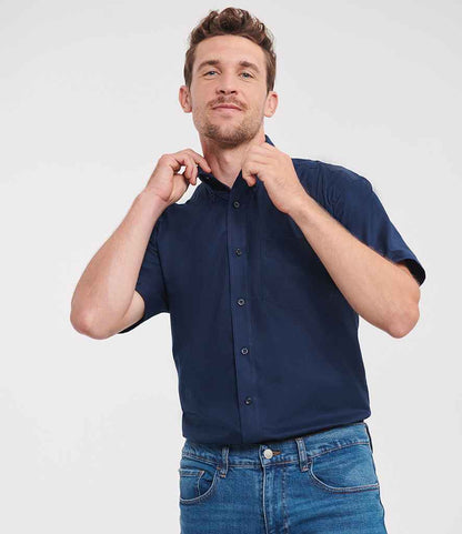 Russell Russell Athletic Collection Short Sleeve Easy Care Oxford Shirt Bright Navy