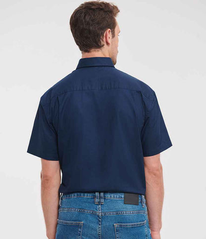 Russell Russell Athletic Collection Short Sleeve Easy Care Oxford Shirt Bright Navy