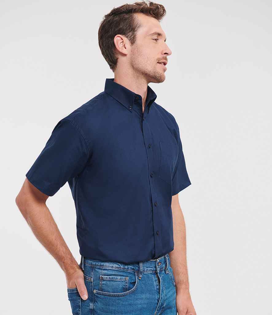 Russell Russell Athletic Collection Short Sleeve Easy Care Oxford Shirt Bright Navy