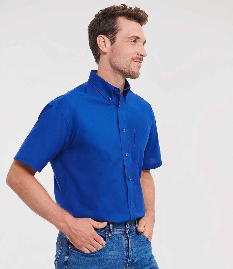 Russell Russell Athletic Collection Short Sleeve Easy Care Oxford Shirt Bright Royal