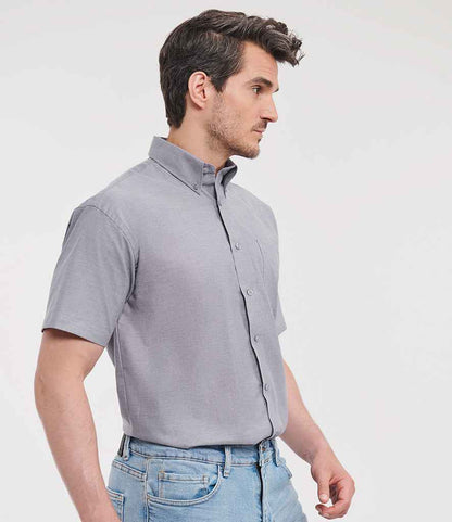 Russell Russell Athletic Collection Short Sleeve Easy Care Oxford Shirt Silver
