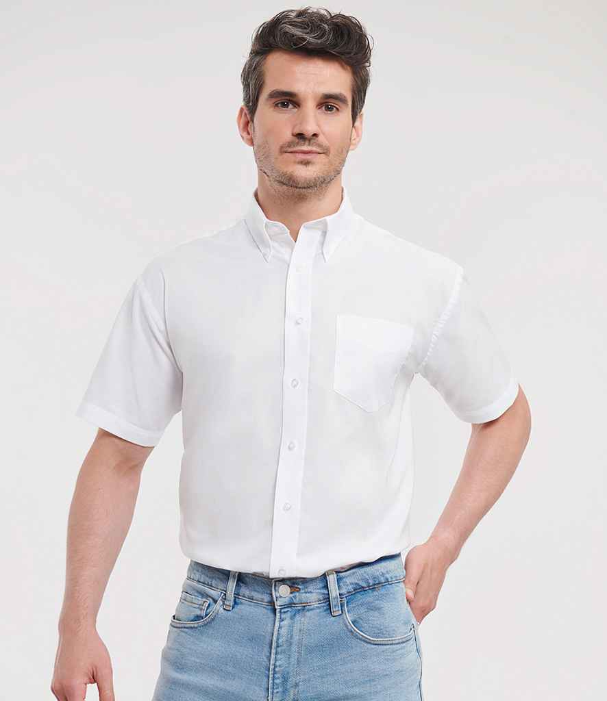Russell Russell Athletic Collection Short Sleeve Easy Care Oxford Shirt White