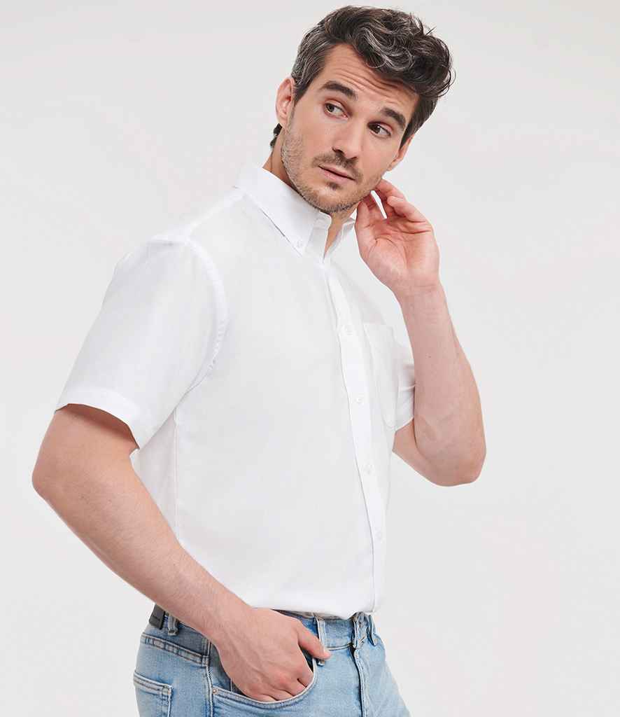 Russell Russell Athletic Collection Short Sleeve Easy Care Oxford Shirt White