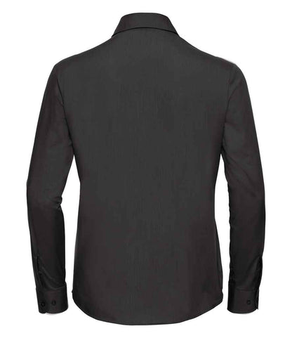 Russell Russell Athletic Collection Ladies Long Sleeve Easy Care Poplin Shirt Black