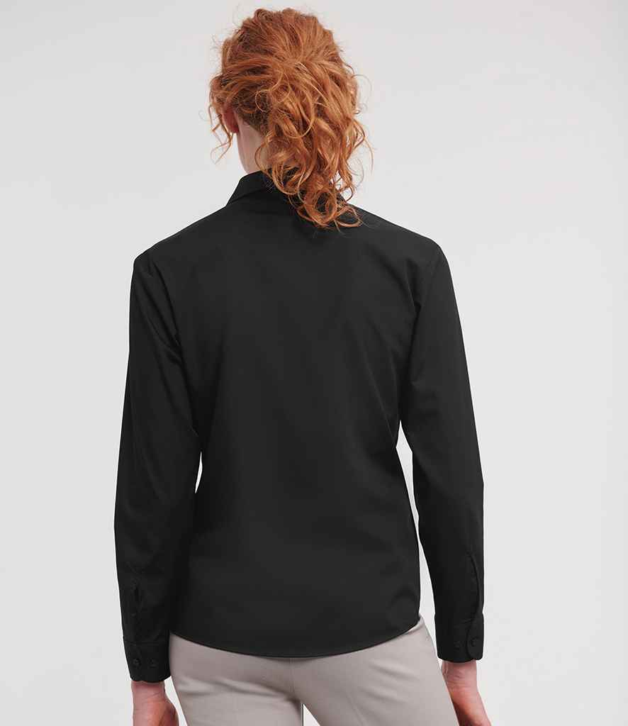 Russell Russell Athletic Collection Ladies Long Sleeve Easy Care Poplin Shirt Black