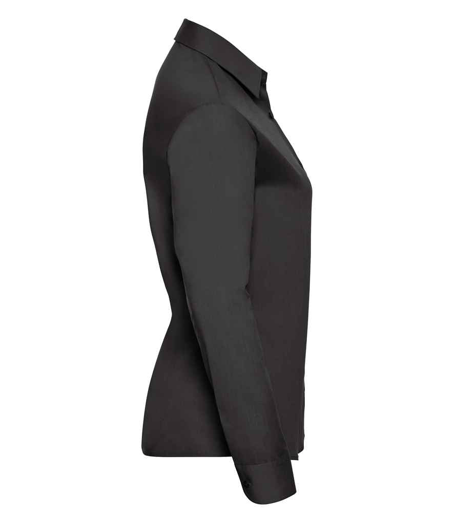 Russell Russell Athletic Collection Ladies Long Sleeve Easy Care Poplin Shirt Black