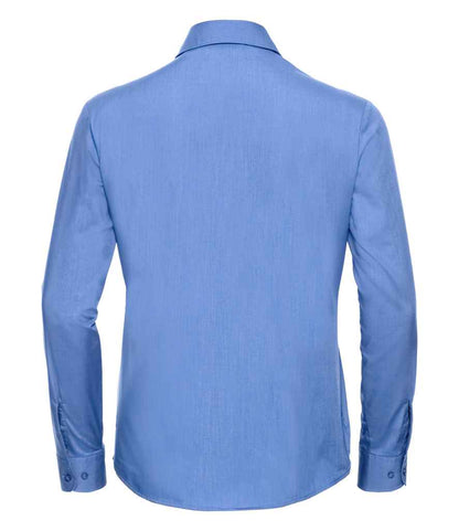 Russell Russell Athletic Collection Ladies Long Sleeve Easy Care Poplin Shirt Corporate Blue
