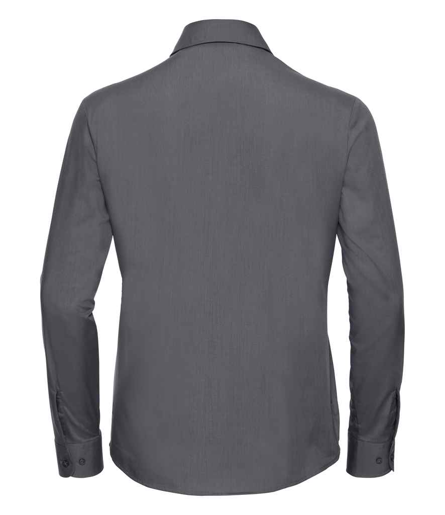 Russell Russell Athletic Collection Ladies Long Sleeve Easy Care Poplin Shirt Convoy Grey
