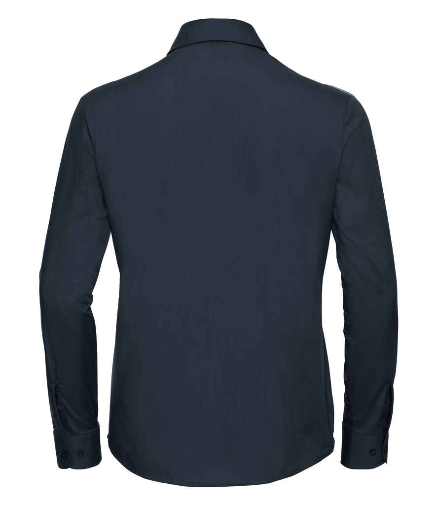 Russell Russell Athletic Collection Ladies Long Sleeve Easy Care Poplin Shirt French Navy