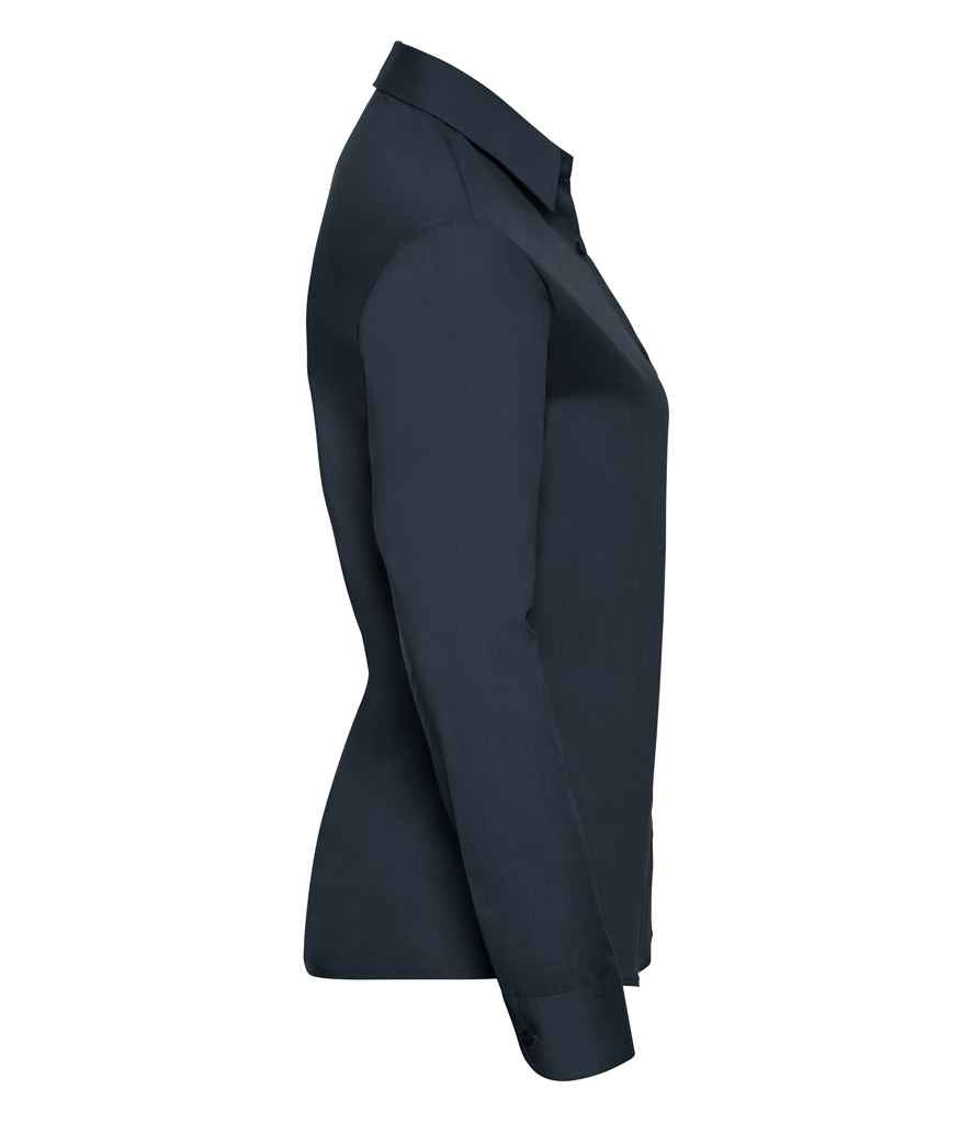 Russell Russell Athletic Collection Ladies Long Sleeve Easy Care Poplin Shirt French Navy