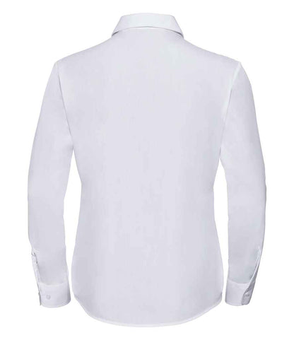 Russell Russell Athletic Collection Ladies Long Sleeve Easy Care Poplin Shirt White