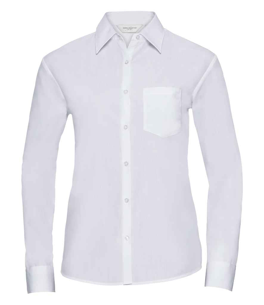 Russell Russell Athletic Collection Ladies Long Sleeve Easy Care Poplin Shirt White