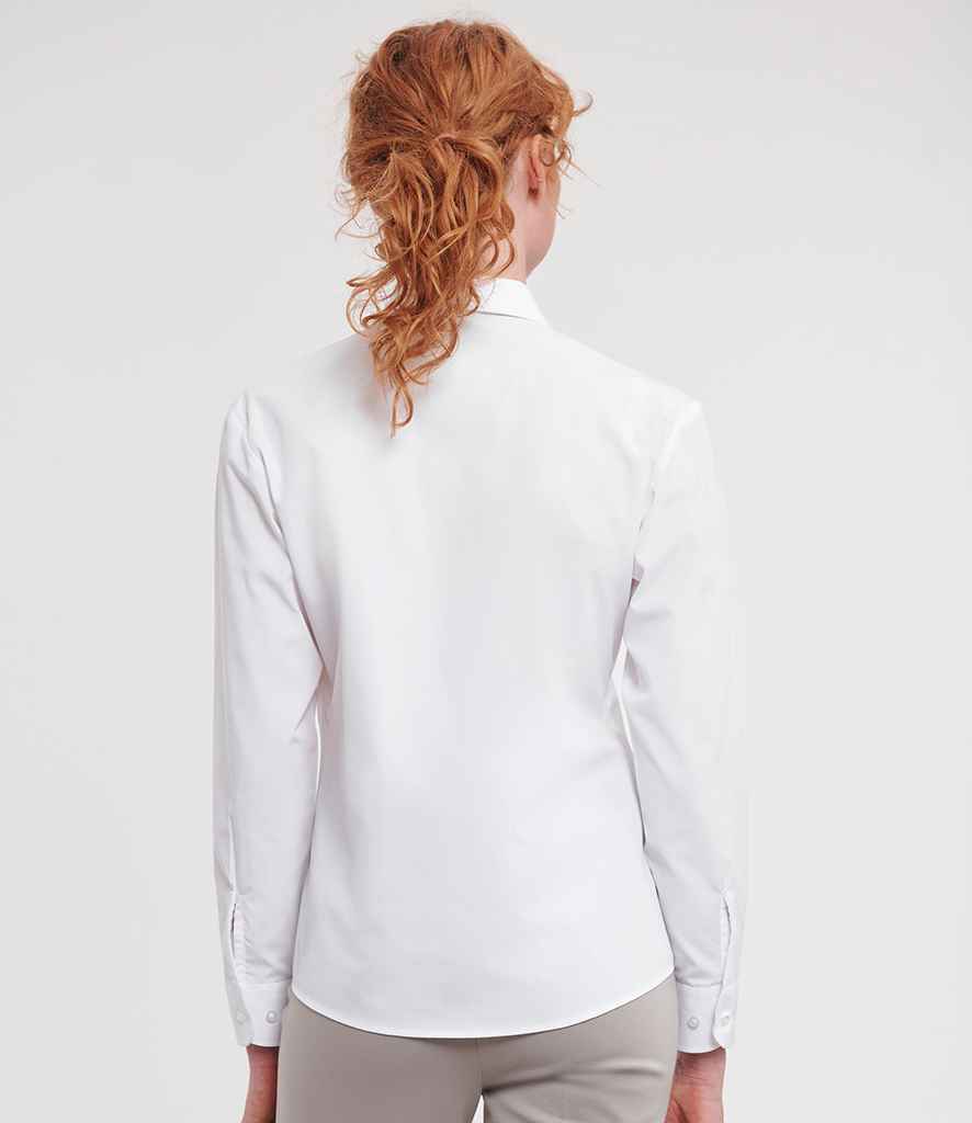 Russell Russell Athletic Collection Ladies Long Sleeve Easy Care Poplin Shirt White