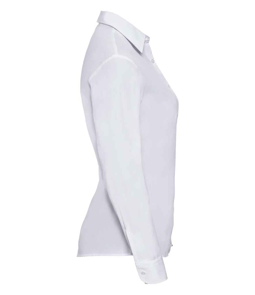 Russell Russell Athletic Collection Ladies Long Sleeve Easy Care Poplin Shirt White