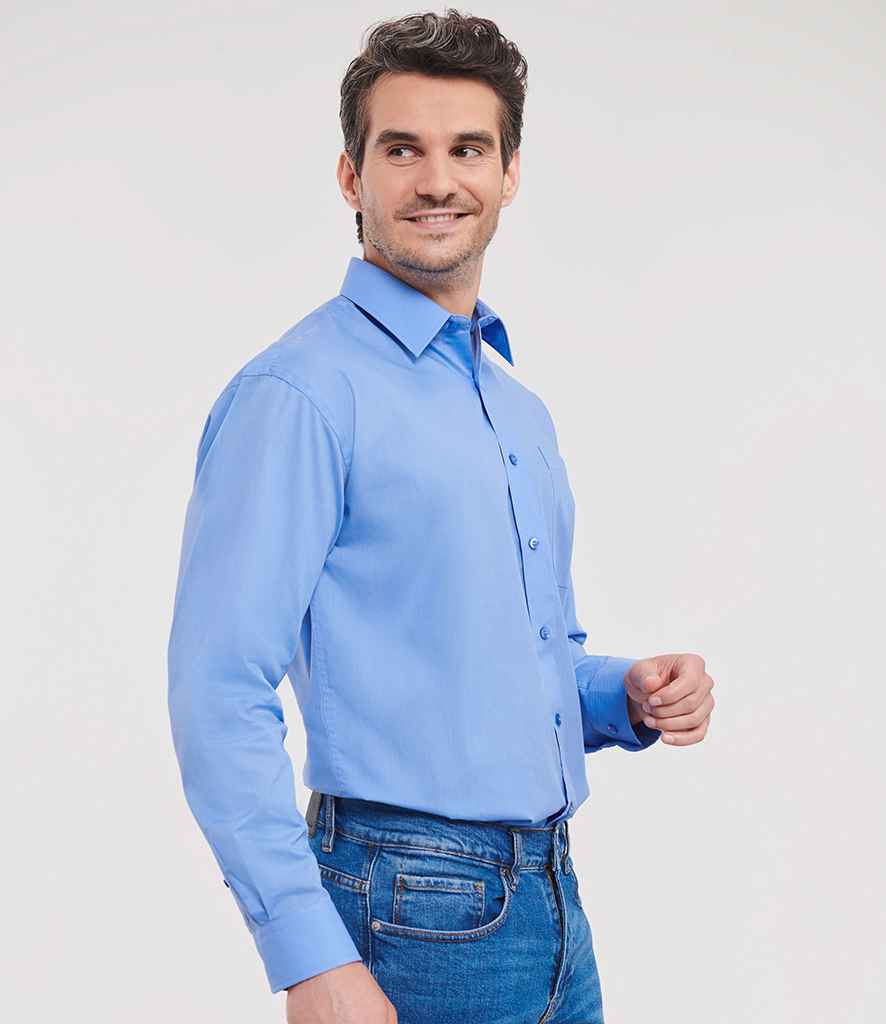 Russell Russell Athletic Collection Long Sleeve Easy Care Poplin Shirt Corporate Blue