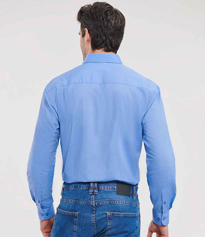 Russell Russell Athletic Collection Long Sleeve Easy Care Poplin Shirt Corporate Blue