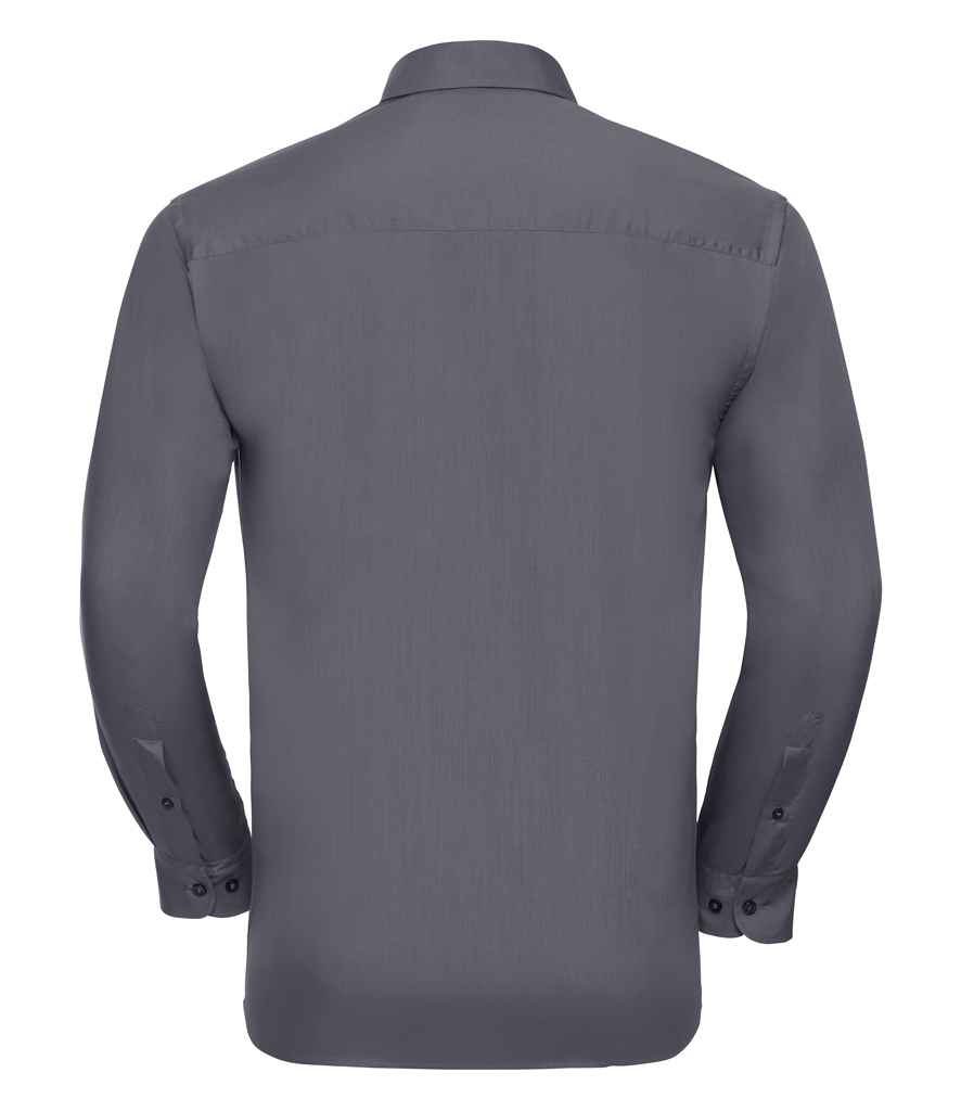 Russell Russell Athletic Collection Long Sleeve Easy Care Poplin Shirt Convoy Grey