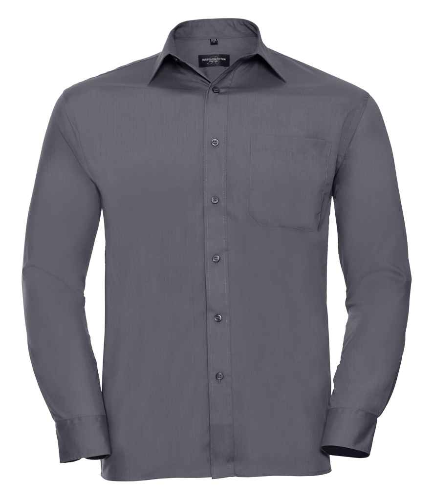 Russell Russell Athletic Collection Long Sleeve Easy Care Poplin Shirt Convoy Grey