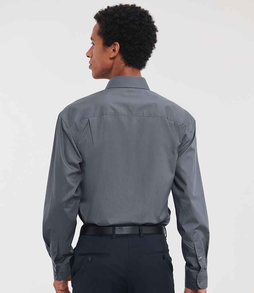 Russell Russell Athletic Collection Long Sleeve Easy Care Poplin Shirt Convoy Grey