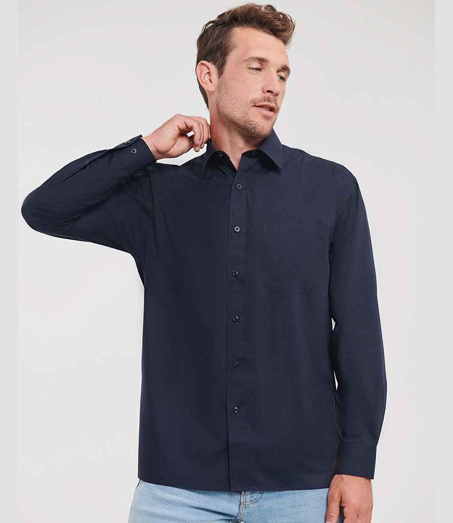 Russell Russell Athletic Collection Long Sleeve Easy Care Poplin Shirt French Navy