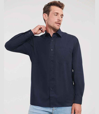 Russell Russell Athletic Collection Long Sleeve Easy Care Poplin Shirt French Navy