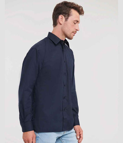 Russell Russell Athletic Collection Long Sleeve Easy Care Poplin Shirt French Navy