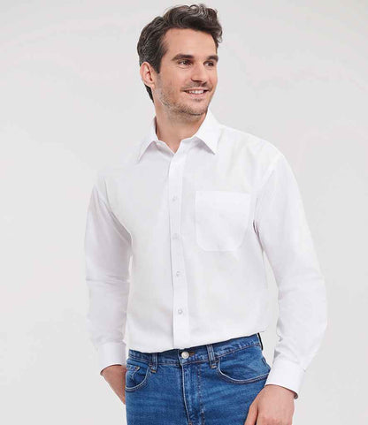 Russell Russell Athletic Collection Long Sleeve Easy Care Poplin Shirt White