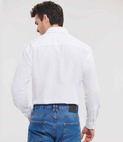 Russell Russell Athletic Collection Long Sleeve Easy Care Poplin Shirt White