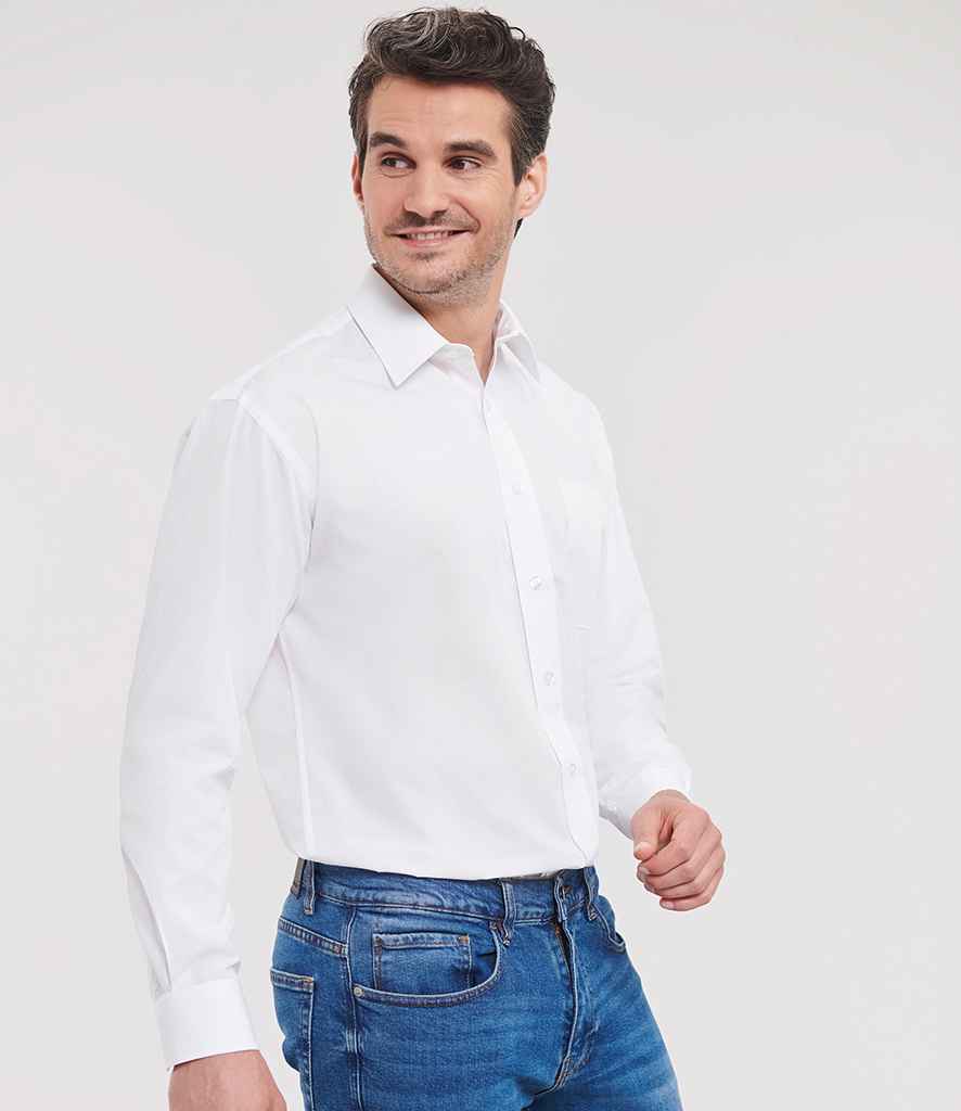 Russell Russell Athletic Collection Long Sleeve Easy Care Poplin Shirt White