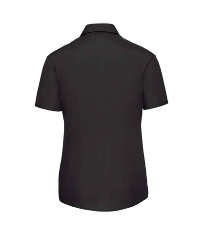 Russell Russell Athletic Collection Ladies Short Sleeve Easy Care Poplin Shirt Black