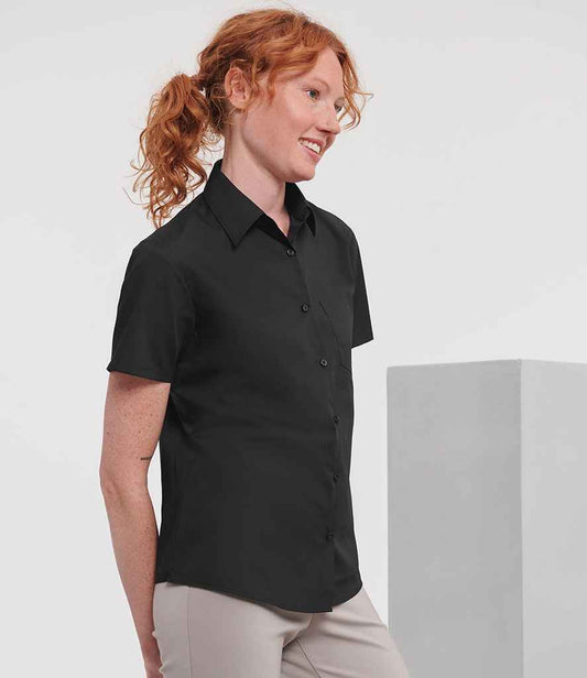 Russell Russell Athletic Collection Ladies Short Sleeve Easy Care Poplin Shirt