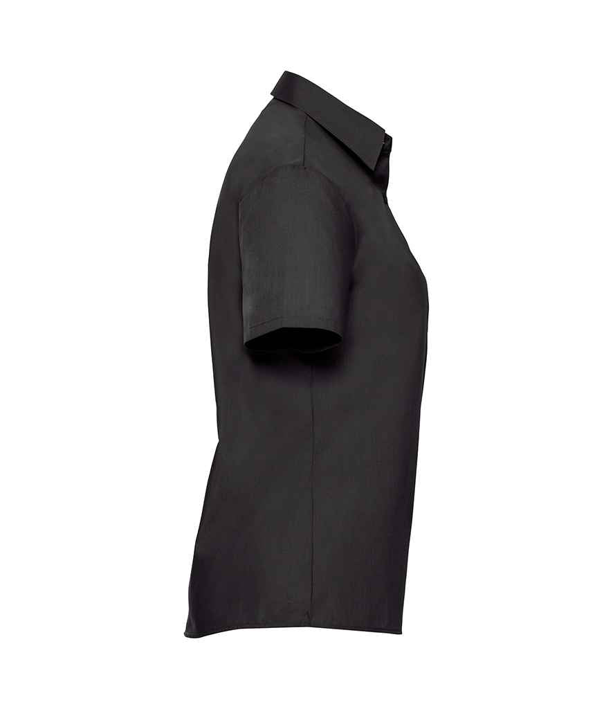 Russell Russell Athletic Collection Ladies Short Sleeve Easy Care Poplin Shirt Black