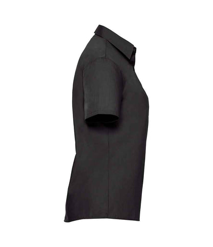 Russell Russell Athletic Collection Ladies Short Sleeve Easy Care Poplin Shirt Black