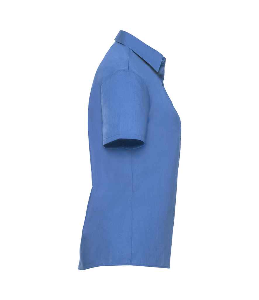 Russell Russell Athletic Collection Ladies Short Sleeve Easy Care Poplin Shirt Corporate Blue