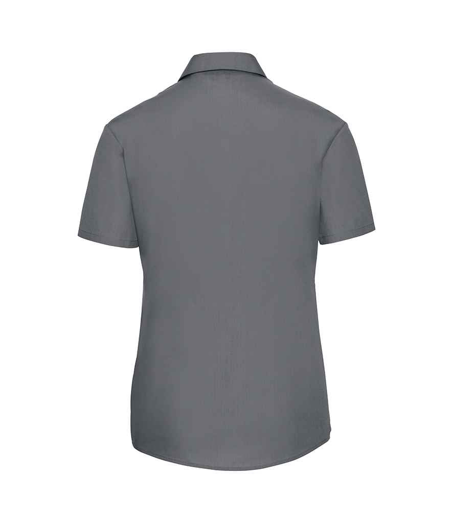 Russell Russell Athletic Collection Ladies Short Sleeve Easy Care Poplin Shirt Convoy Grey