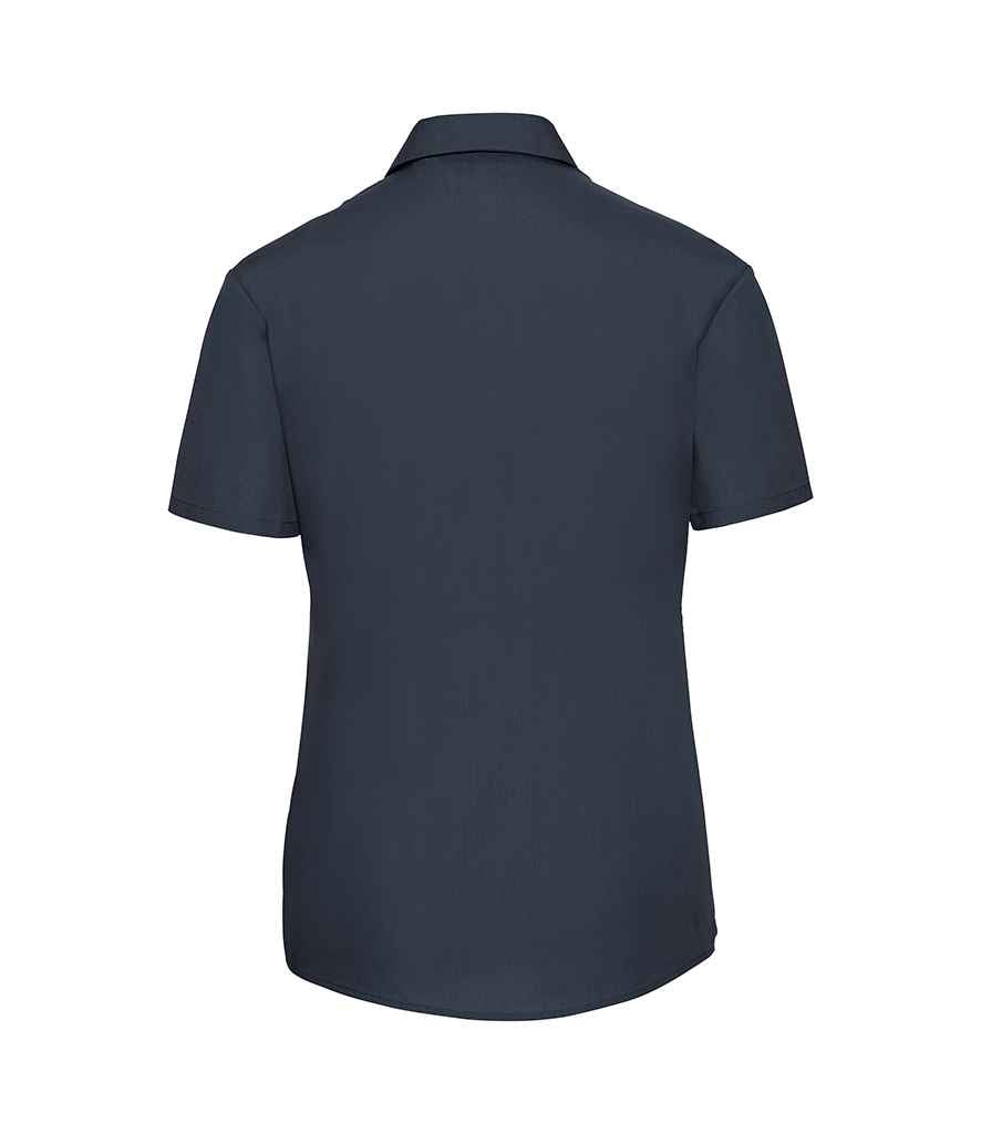 Russell Russell Athletic Collection Ladies Short Sleeve Easy Care Poplin Shirt French Navy