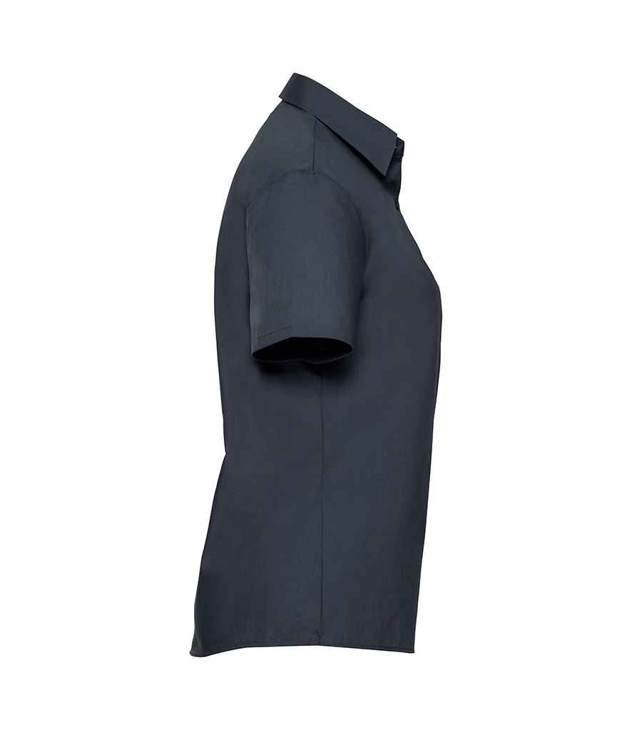 Russell Russell Athletic Collection Ladies Short Sleeve Easy Care Poplin Shirt French Navy