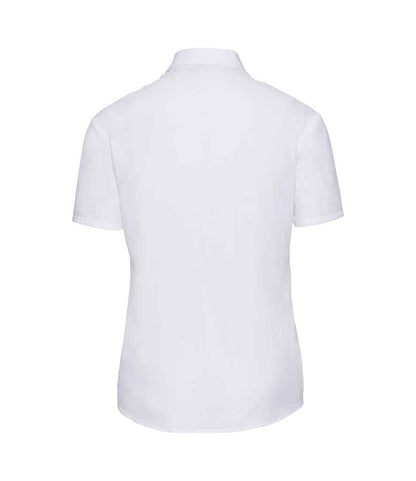 Russell Russell Athletic Collection Ladies Short Sleeve Easy Care Poplin Shirt White