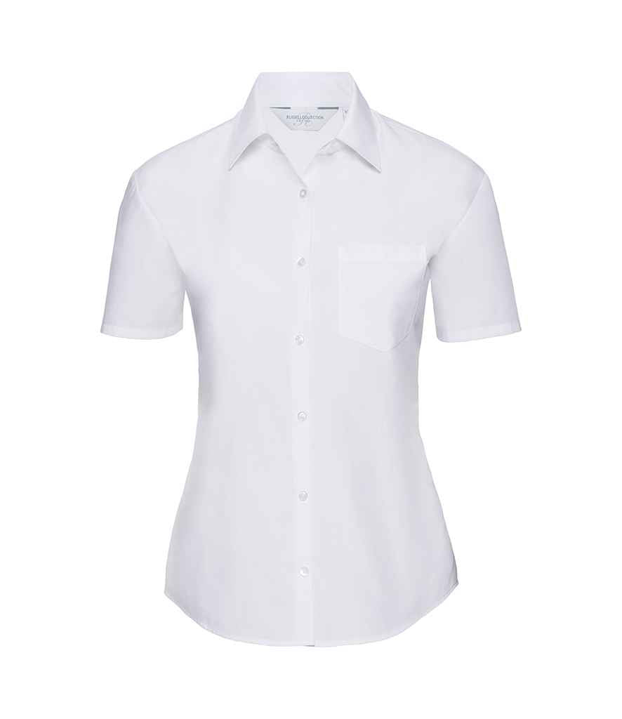 Russell Russell Athletic Collection Ladies Short Sleeve Easy Care Poplin Shirt White