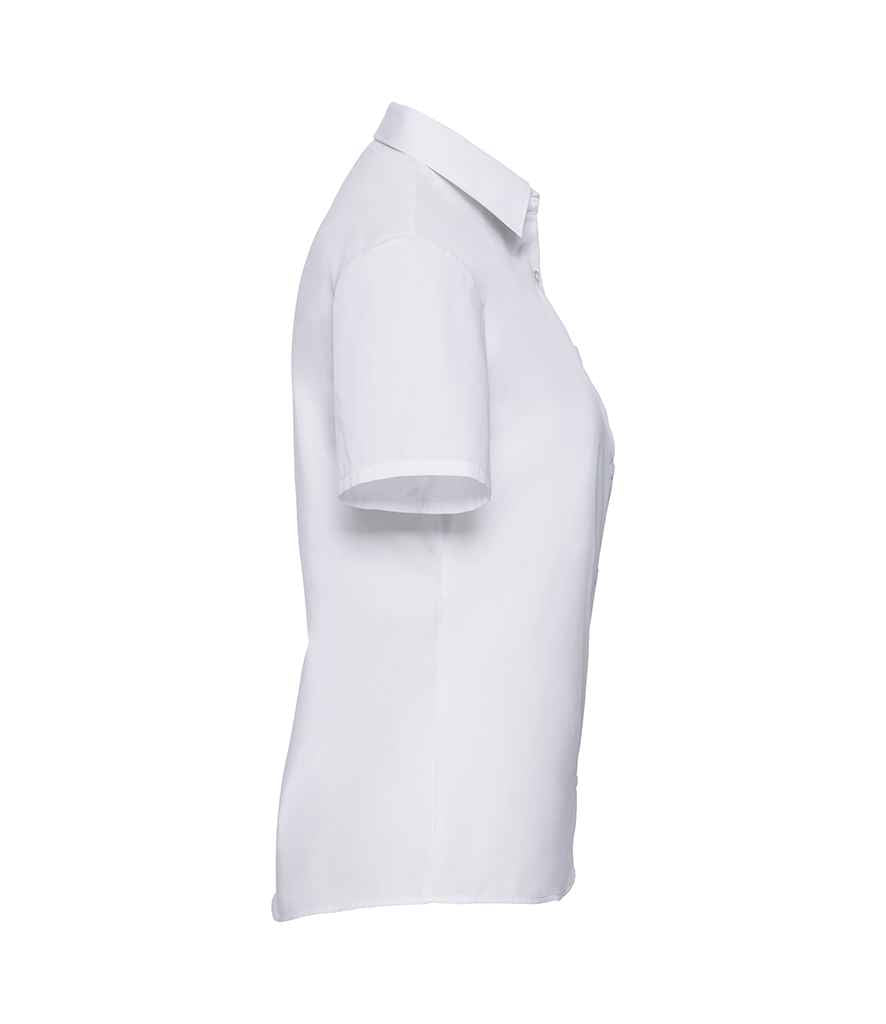 Russell Russell Athletic Collection Ladies Short Sleeve Easy Care Poplin Shirt White