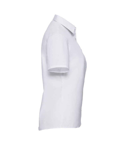 Russell Russell Athletic Collection Ladies Short Sleeve Easy Care Poplin Shirt White